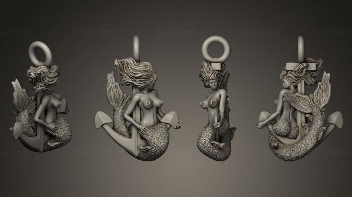 Jewelry (Mermaid Pendant, JVLR_0024) 3D models for cnc